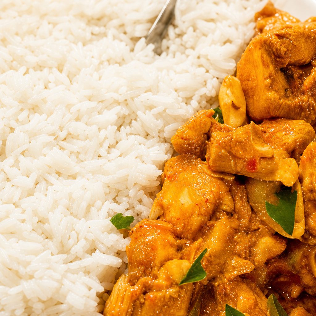 Butter Chicken and White Rice.