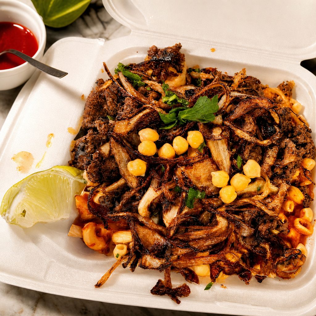 Beef Kushari Plate.