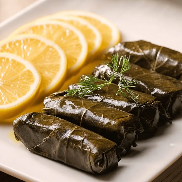 Stuffed Grape Leaves (Dolmas) (5 Pieces).